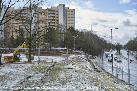 11.02.2020 - Baustelle Zufahrt zum Alexisquartier an der Ständlerstrasse in Neuperlach