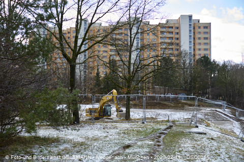11.02.2020 - Baustelle Zufahrt zum Alexisquartier an der Ständlerstrasse in Neuperlach