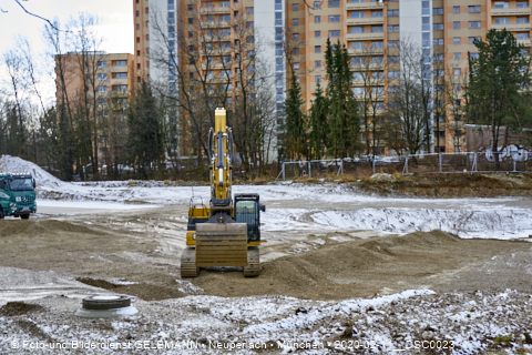 11.02.2020 - Baustelle Zufahrt zum Alexisquartier an der Ständlerstrasse in Neuperlach