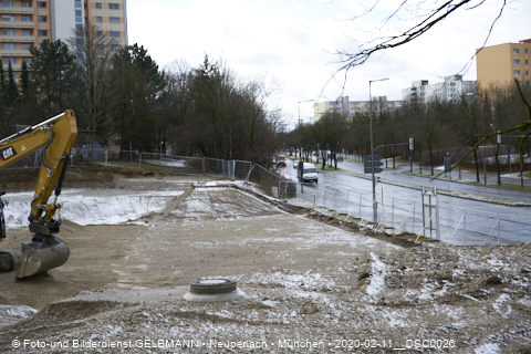 11.02.2020 - Baustelle Zufahrt zum Alexisquartier an der Ständlerstrasse in Neuperlach