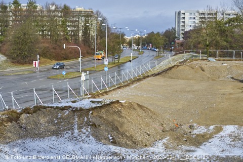 11.02.2020 - Baustelle Zufahrt zum Alexisquartier an der Ständlerstrasse in Neuperlach