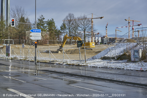 11.02.2020 - Baustelle Zufahrt zum Alexisquartier an der Ständlerstrasse in Neuperlach