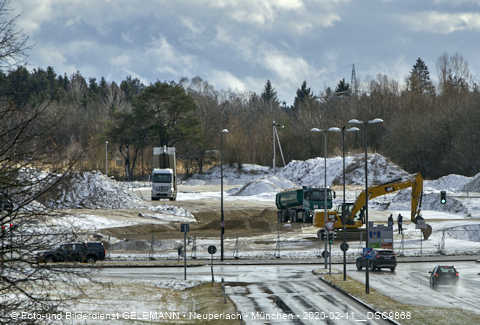 11.02.2020 - Baustelle Zufahrt zum Alexisquartier an der Ständlerstrasse in Neuperlach