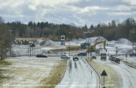 11.02.2020 - Baustelle Zufahrt zum Alexisquartier an der Ständlerstrasse in Neuperlach