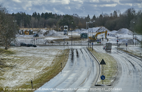 11.02.2020 - Baustelle Zufahrt zum Alexisquartier an der Ständlerstrasse in Neuperlach