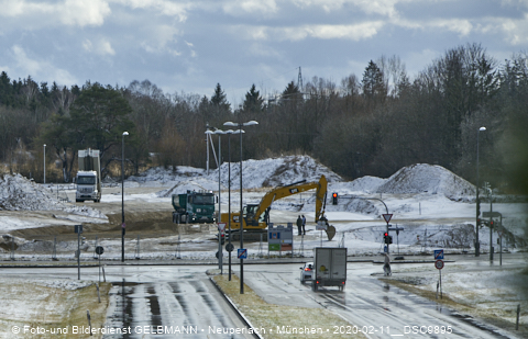 11.02.2020 - Baustelle Zufahrt zum Alexisquartier an der Ständlerstrasse in Neuperlach