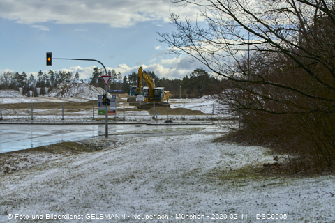 11.02.2020 - Baustelle Zufahrt zum Alexisquartier an der Ständlerstrasse in Neuperlach