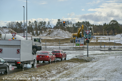 11.02.2020 - Baustelle Zufahrt zum Alexisquartier an der Ständlerstrasse in Neuperlach