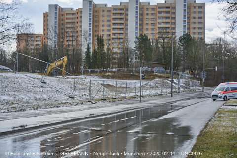 11.02.2020 - Baustelle Zufahrt zum Alexisquartier an der Ständlerstrasse in Neuperlach